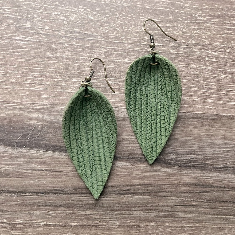 Leather stamped earrings